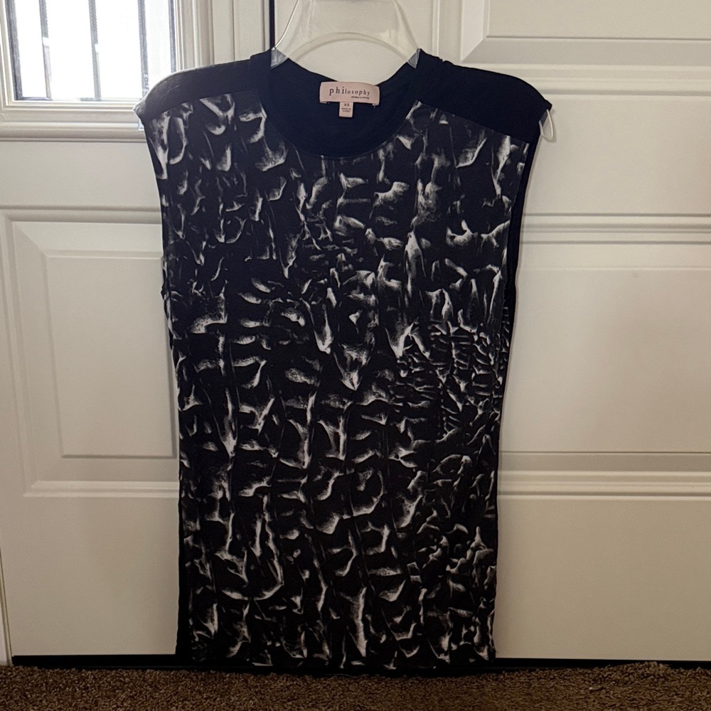Philosophy Monochrome Textured Sleeveless womens blouse office career Top XS